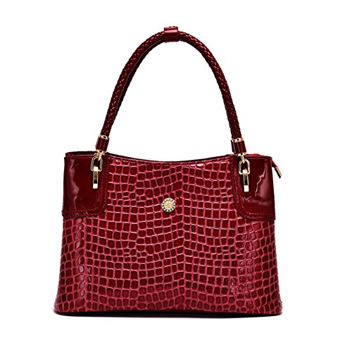 Sac à épaule motif crocodile rouge chic et spacieux