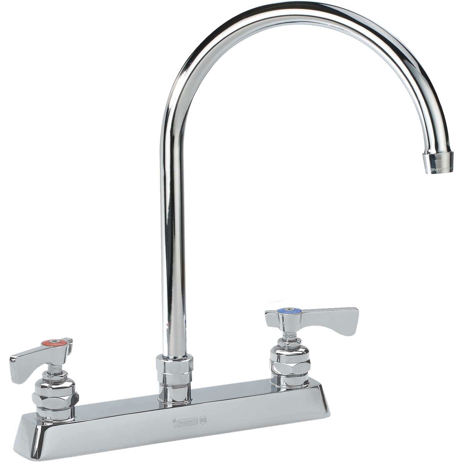Royal Series 8" Center Deck Mount Faucet by Krowne – 17"L x 14"W x 8"H, Brass, Model 15-502L