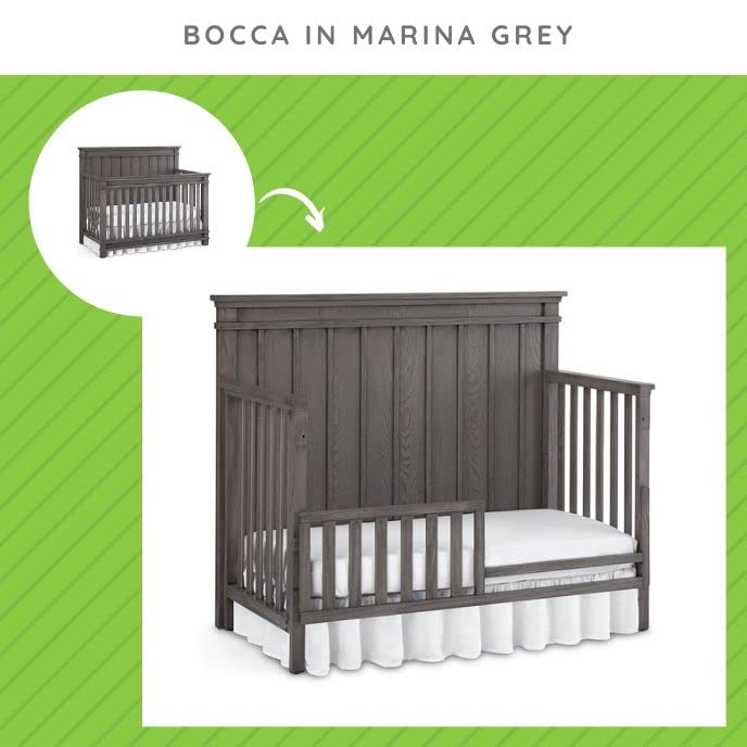 Image of Toddler Bed Safety Guard Rail for Dolce Babi Convertible Cribs - Solid Wood Rail for Convertible Crib to Toddler Bed Conversion - Safety Bed Rail for Children (Marina Grey)