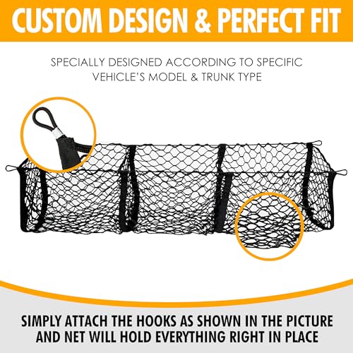 3 Pocket Style Elastic Trunk Cargo Net for Hyundai Santa Cruz 2022-2025 - Premium Trunk Organizers & Storage - Cargo Net for Pickup Truck Bed - Truck Bed Divider - Car Organizer for Pickup by TN TrunkNets Inc - Image 3