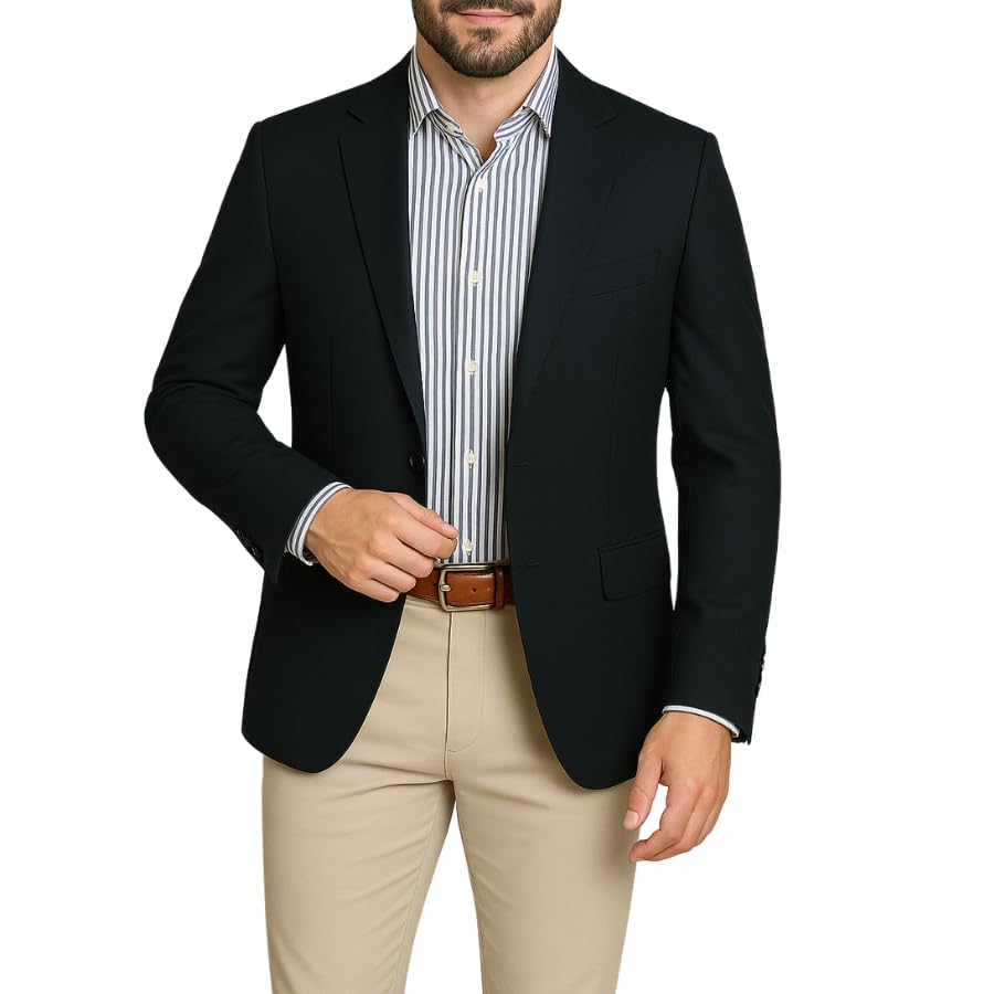 Blazer Masculino Linho Slim 2 Botões Premium (BR, Alfa, G, Regular, Regular, Preto)