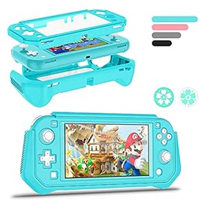 Protective Case for Nintendo Switch Lite, Full Protection Switch Lite Cover, TPU Shock-Absorption and Anti-Scratch for Nintendo Switch Lite Skin with Bult-in Screen Protector & Thumb Grip Caps, Blue