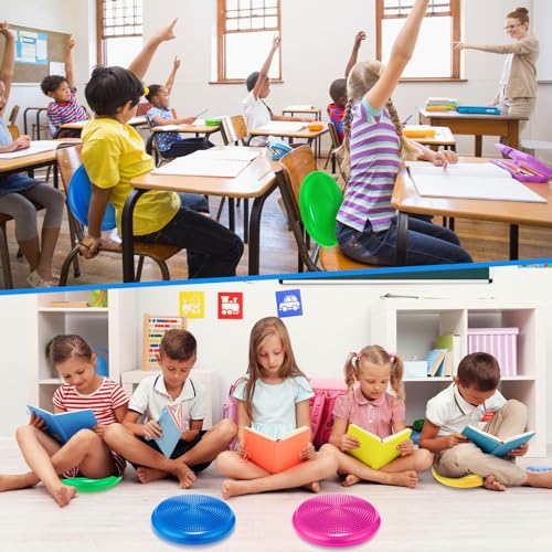 Image of Jerify 4 Pcs Wiggle Seat Flexible Inflated Wobble Cushion Stability Balance Pad Balance Disc Sensory Seat for Men Women Fitness Physical Exercise Improving Posture Home Office