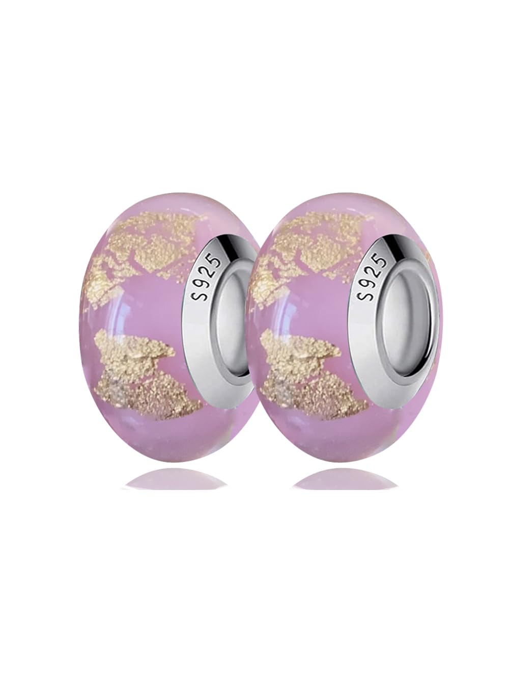 2Pcs Murano Glass Charms for Pandora Bracelets Authentic Sterling Silver Charms Bead Charms for Women, Festive Gift for Women