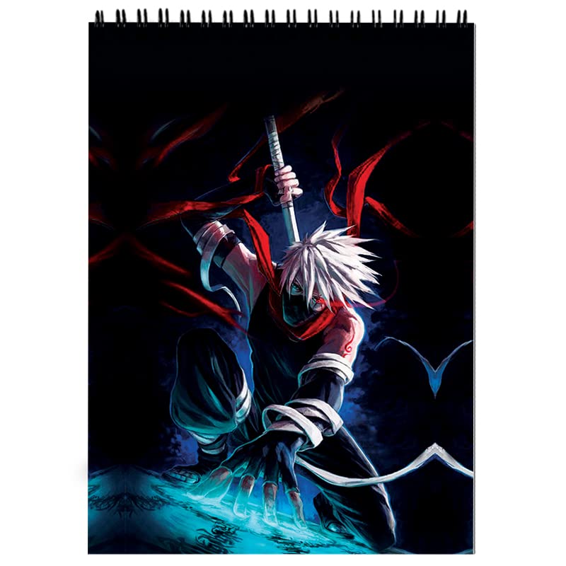 120 GSM Sketching Drawing Doodle Art Work Wiro Bound A4 Sketch Book,160 Pages Watercolour Notebook Diary - Sword Anime Warior with Ribbons - DASM United