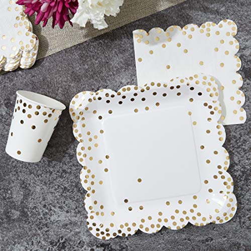 48-Pack Square Disposable Paper Plates For Parties And Dinners, Gold, 9 Inches #TOP3