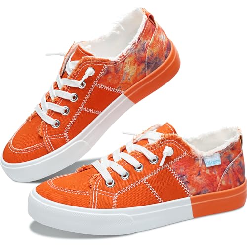 Obtaom Womens Colour Blocking Play Canvas Sneakers Cute Tie...