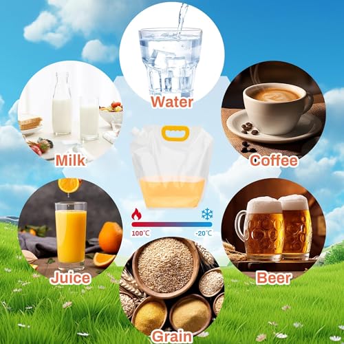 Contenedor de Agua Plegable Paquete de 4, Bolsa de Almacenamiento de Agua Portátil de 1.3 Galón/5L para Camping, Senderismo, RV, Emergencia - Libre de BPA, A prueba de Fugas, Congelable miniatura 6