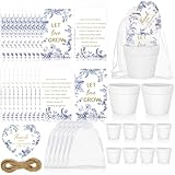Ctosree 50 Sets Something Blue Bridal Shower Favors Let Love Grow Seed Packets Wedding Party Supplies Include Seed Packets Flowerpot Cards and Organza Bags Something Blue Bridal Shower Party Supplies