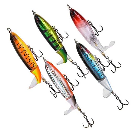 Kit de Iscas Artificiais, 5 Peças de Iscas Rígidas de Plástico Coloridas com Ganchos Isca de Hélice Isca de Pesca Marítima para água do Mar/água Doce