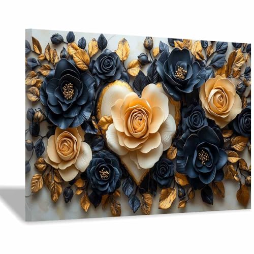 Toile murale cœur floral impression romantique, cadeau idéal