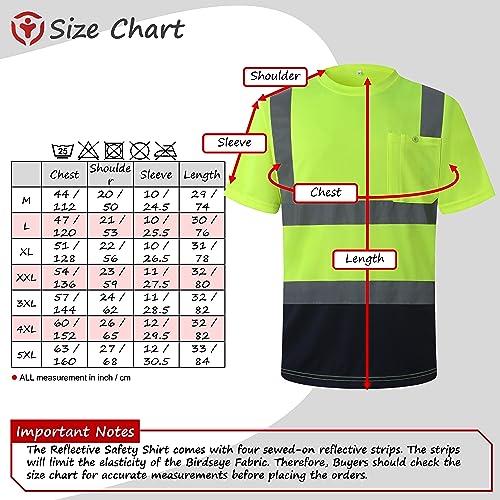 Image of High Visibility Reflective Safety Shirts for Men Women Hi Vis Viz Protective Safety Workwear T Shirt with Pockets for Construction Meet ANSI Class 2(ST190-Yellow-Blue-3XL) Yellowblue