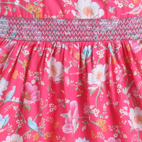 Image of Mama&Bebe Summer Dress for Girls with Cotton Soft Lining | Printed Fit & Flare Kids Outfit with Cute Bow Detail | Comfortable Breathable Party & Outing Dress for Toddlers and Little Girls