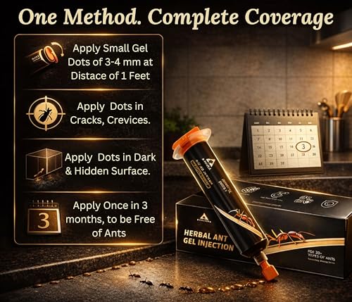 Image of Amish Herbal Ant Gel injection | 10 Min Max Bait Formula | Powerful Organic Repellent & Cleaner | Removes Red, Rekha, Laxman, Antox Pests | Natural Dawa Protector for Home & Kitchen