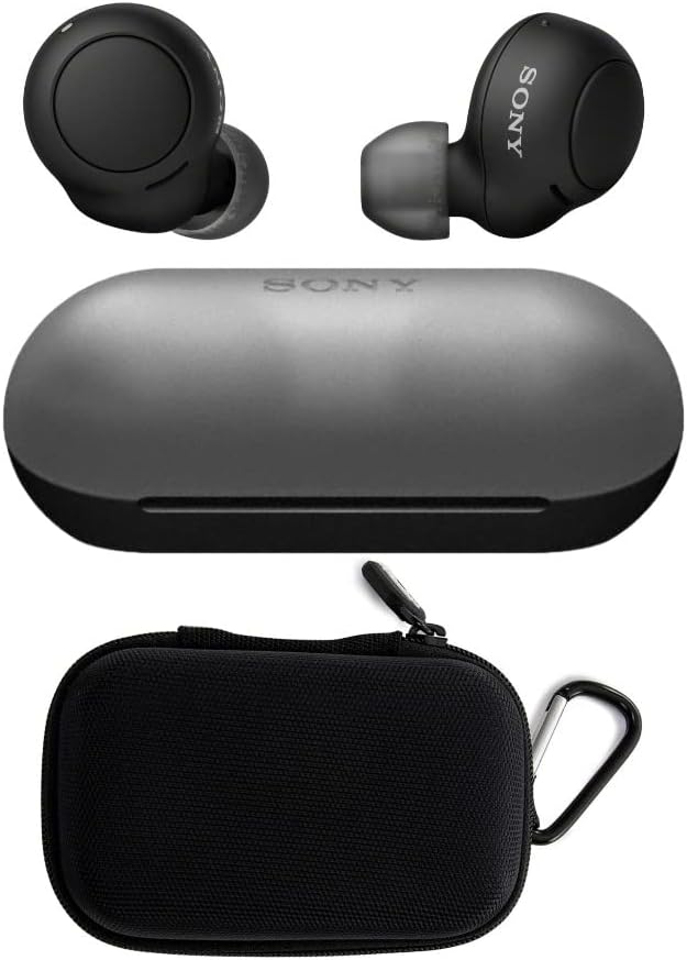 Sony WF-C500 Truly Wireless in-Ear Bluetooth Earbud Headphones (Black) Bundle with Earbud Case (2 Items)