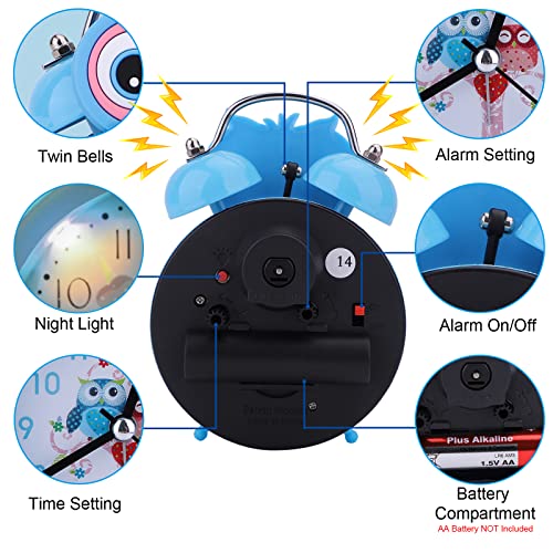 Qearfun Owl Alarm Clock For Girls, Kids Pink Kawaii Twin Bell Alarm Clock For Bedroom Decoration, Owl Gifts Wind Up Loud Analog Alarm Clock For Heavy Sleepers Toddlers(Pink O) #TOP3