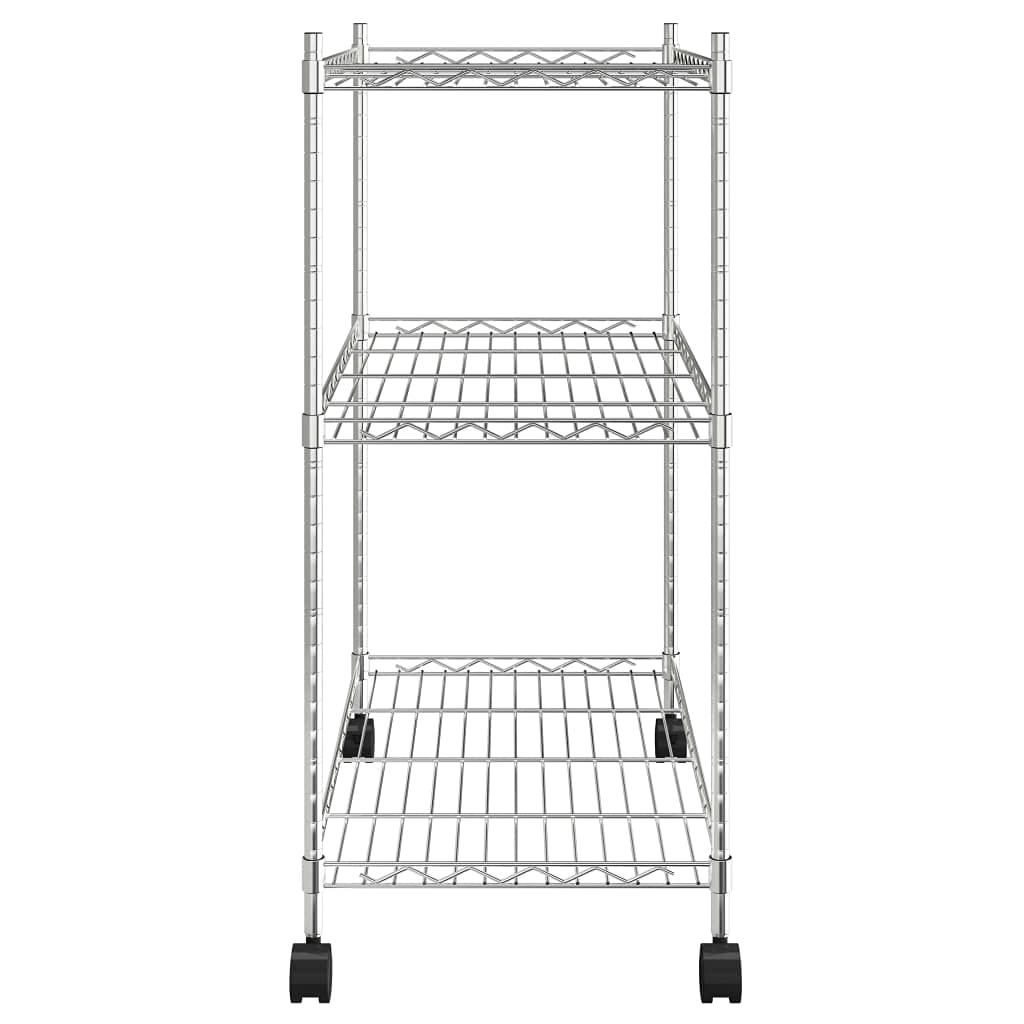 Générique Étagère de Rangement 3 Niveaux et Roues 60x35x81cm Chrome 150kg,Entreprise & Industrie,Stockage Industriel,Étagères industrielles,Argent,4.1 KG,324625
