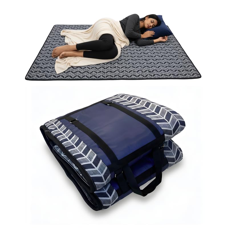 Image of FITMAT Premium Foldable Floor Mattress for Sleeping | Compact & Portable Folding Bedding with Carry Straps | Lightweight Mat Topper for Home, Yoga, Travel & Guests (48 * 72)