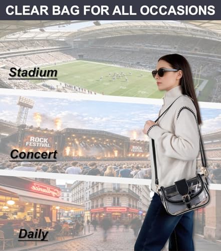 Image of Clear Bag for Stadium Events, Stadium Approved Clear Crossbody Bag for women,Waterproof Saddle bag for Concert