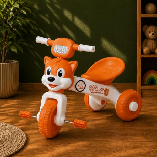 Zippy Zoo Foldable Kids Tricycle | Baby Cycle Ride On | Safe & Sturdy 3 Wheel Cycle for Kids | Indoor Outdoor Trike | Boys & Girls | 51x36x51 cm