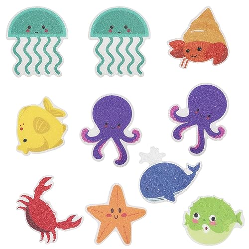 10 Adesivi Antiscivolo Per Vasca Bambini - Animali Marini, PVC Rimovibile, Decorazione Sicura
