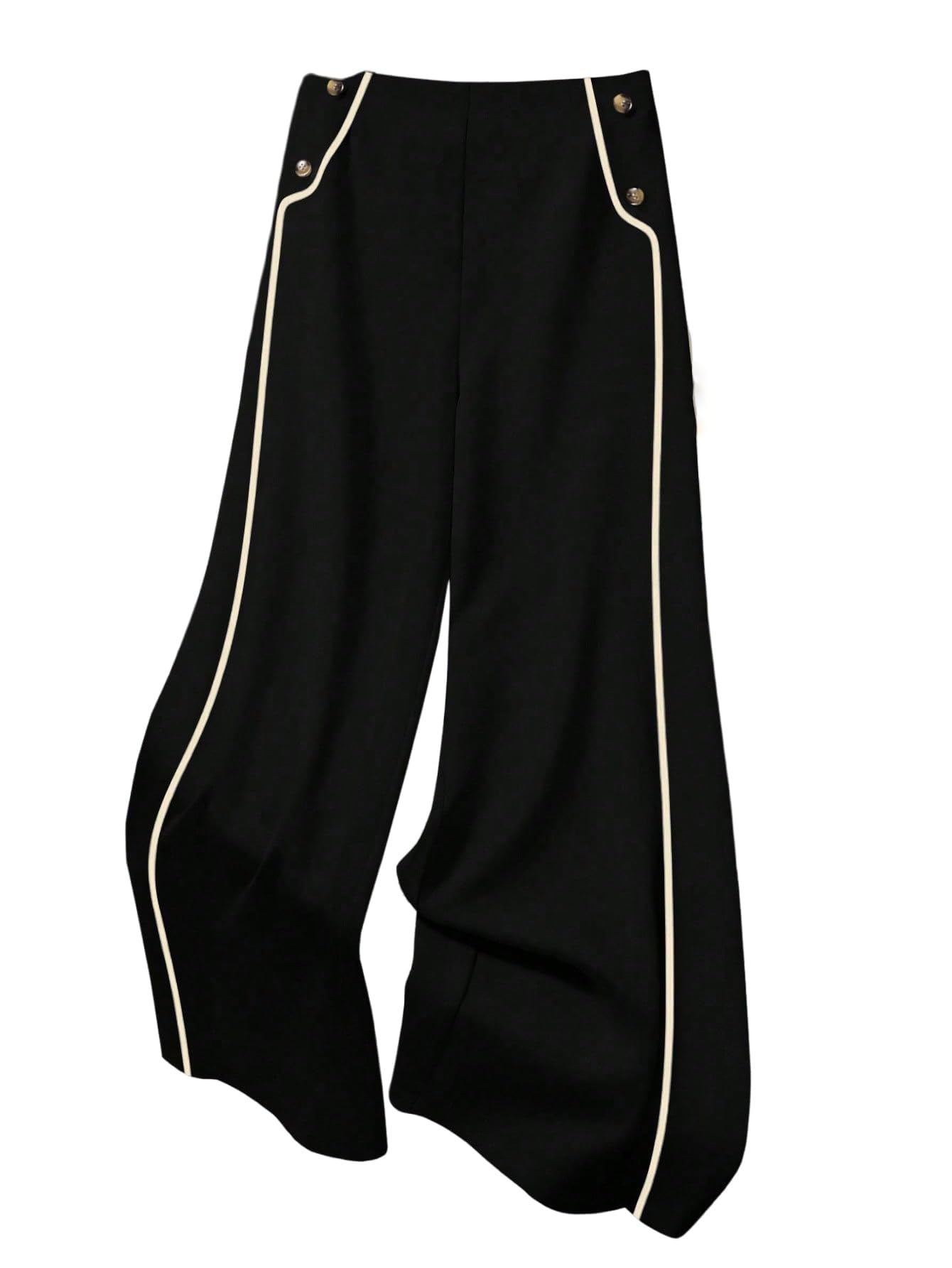 SOLY HUX Pantaloni da donna taglie forti, pantaloni da jogging a vita alta, per il tempo libero, con orlo a contrasto, gamba larga, pantaloni casual