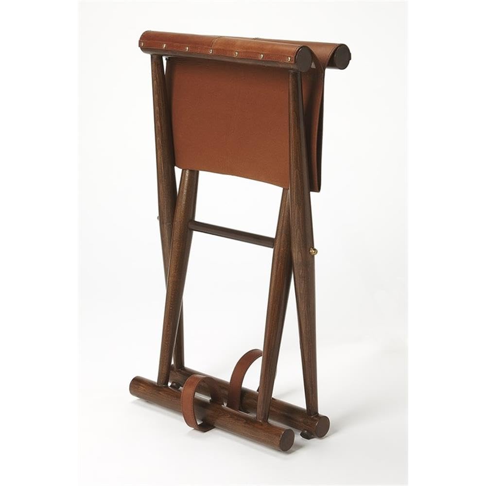 Beaumont Lane Metropolitan Living Leather Folding Stool in Brown