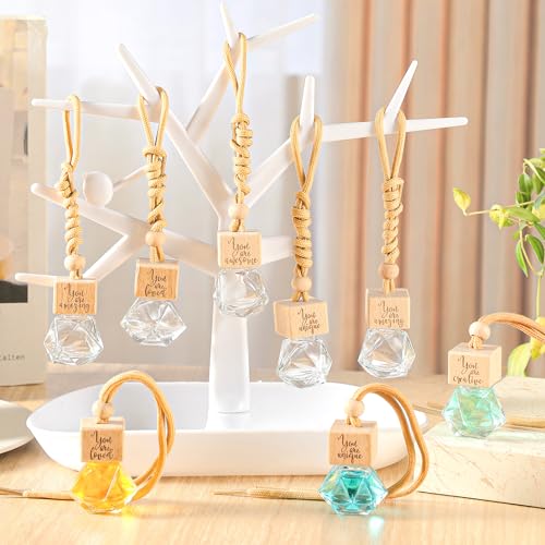 Image of Funnymoom 20 Pcs Employee Appreciation Gifts Bulk Empty Car Diffuser Air Freshener Ornament Hanging Glass Essential Oil Bottle Thank You Gift for Staff Teacher Students Nutritionist