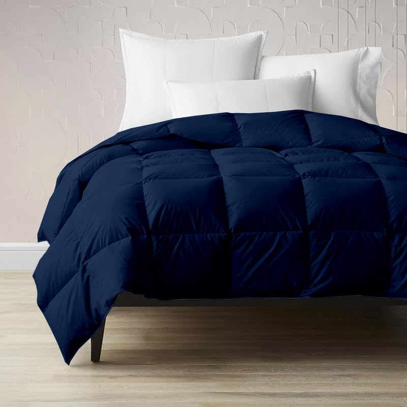 Image of Lightweight Comforter for Double Bed - Ultra Soft & Breathable Summer Blanket | Thin & Cozy Dohar /Duvet - 200 GSM - Navy Blue