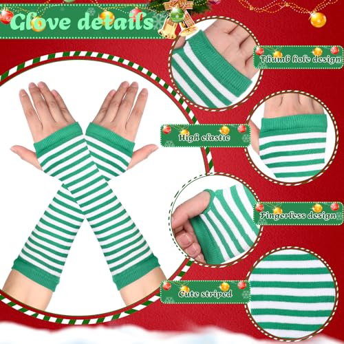 Image of Geyoga Arm Warmers Leg Warmers Striped Thigh High Socks Fingerless Gloves Stockings Christmas Halloween