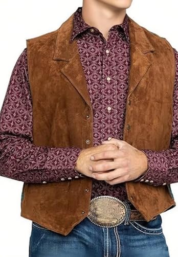 Boys Suede Vest Retro Leather Costume Vest Western Cowboy Style Sleeveless Casual Waistcoat3