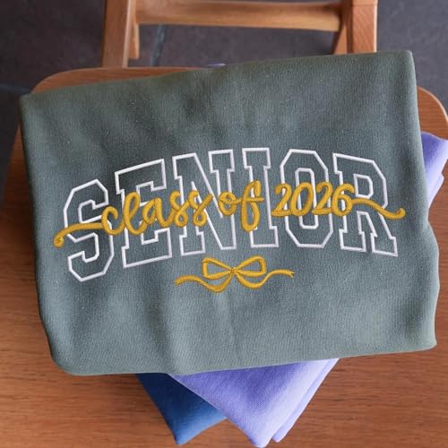 Personalized Senior Class 2026 Embroidered Sweatshirt, Custom Graduation Hoodie, Name Embroidery, Unisex School Shirt for Her or Him, Gift for Students, Senior Night, Birthday or Graduation Gift2
