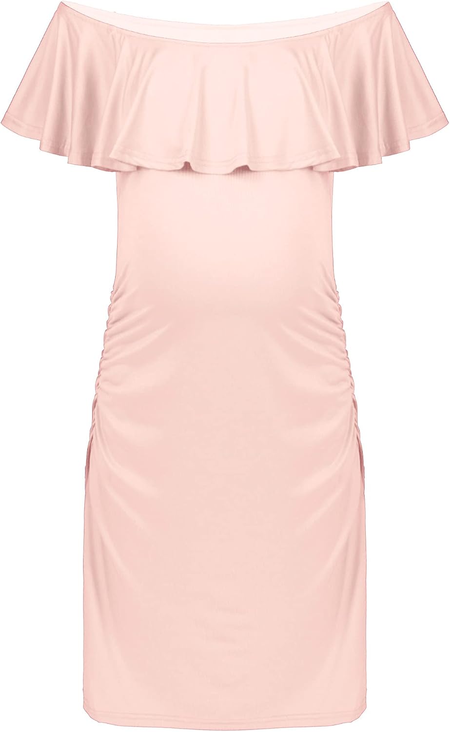 ACSUSS Pregnant Women Off Shoulder Ruffle Dress Slim Fit Falbala Dress Baby Shower Maternity Photography Costume