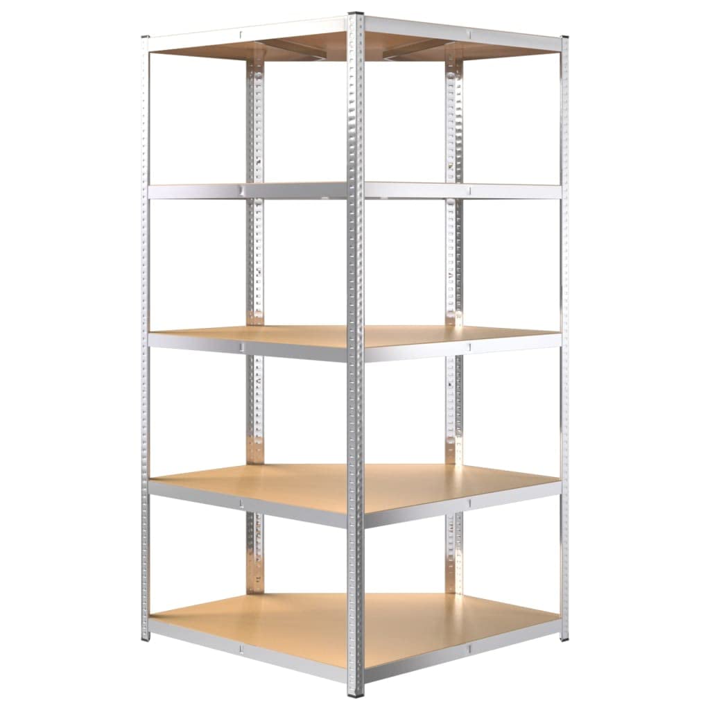 Générique Étagère d'angle 5 Niveaux Argenté Acier et Bois d'ingénierie,Entreprise & Industrie,Stockage Industriel,Étagères industrielles,Argent,23.77 KG,152880