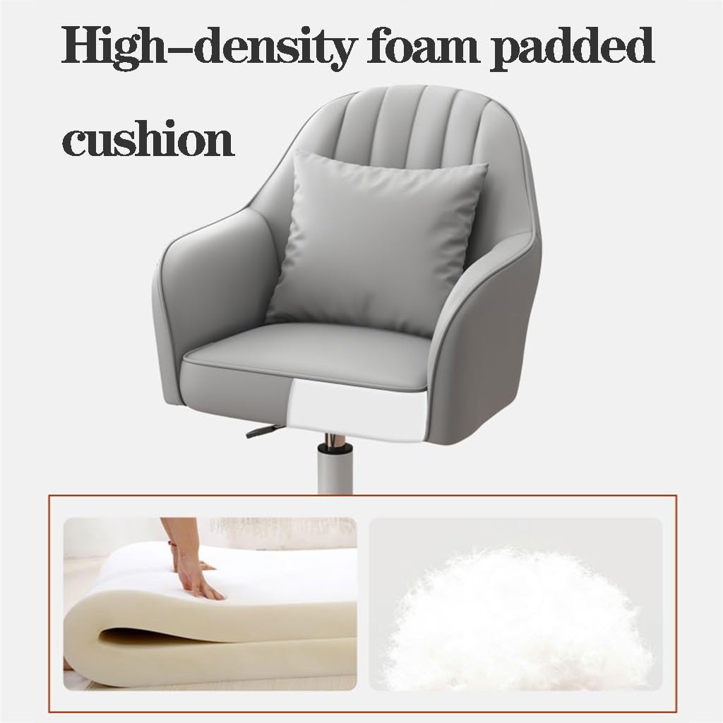 WIGSELBL Silla de cuero para oficina en casa, sillas ajustables con ruedas y respaldo ergonómicos, silla de escritorio tapizada con respaldo medio para computadora para el hogar (rosa)
