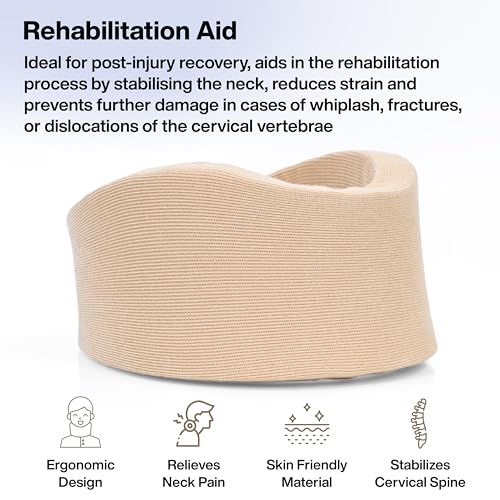 Image of FOVERA Cervical Collar Firm, Neck Support for Cervical Spine Immobilization & Pain Relief, Adjustable Neck Brace for Neck Pain & Spine Pressure Relief (Size - S, 1 Unit)