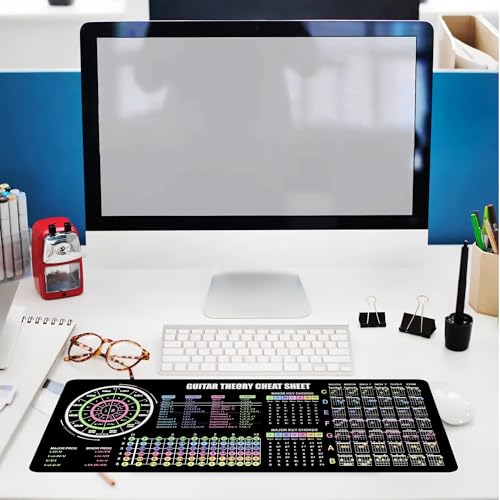 Image of Guitar Theory Cheat Sheet Mouse Pad - Music Reference Mat for Chords, Scales & Progressions, Essential Computer Accessories for Study, Work, and Reference Purposes NVA