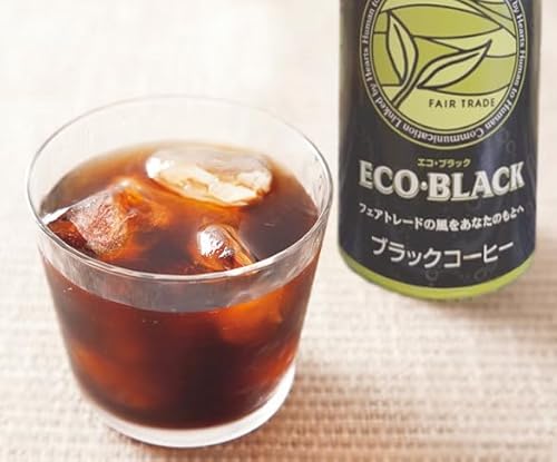 無添加 無糖ブッラクコーヒー ECO・BLACK 195g×6本 ★ コンパクト ★ 有機・フェアトレードコーヒー豆使用、すっきりとしたマイルドな味わいのブラックで楽しむコーヒー。