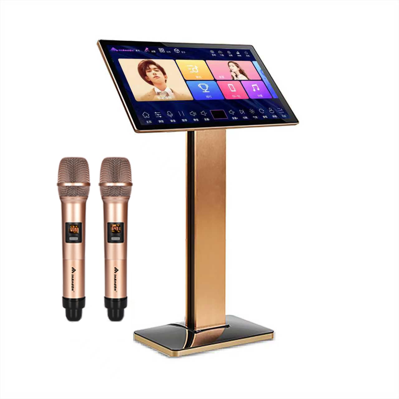 Karaoke Machine Inandonkod KV-V5 MAX Karaoke Player with Reverberating Wireless Microphone, 19.5-inch Capacitive Touch Screen, Free Cloud Download Function, YouTube APP Online Play ﻿ (19.5inch-2TB)
