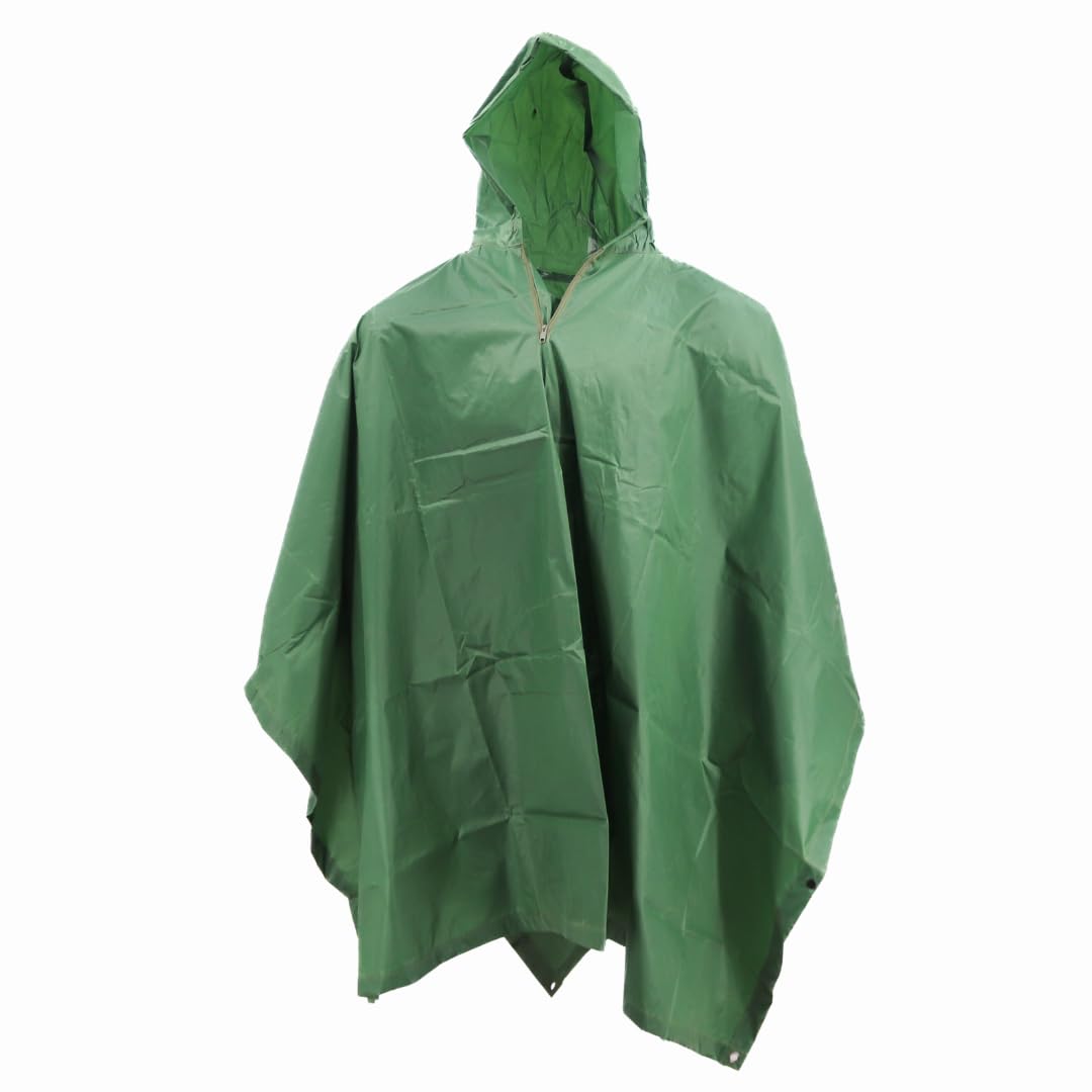 M MCGUIRE GEAR Hooded Military Rain Poncho, Outdoor Emergency Rain Jacket, Waterproof Poncho for Adults, Hiking, Camping