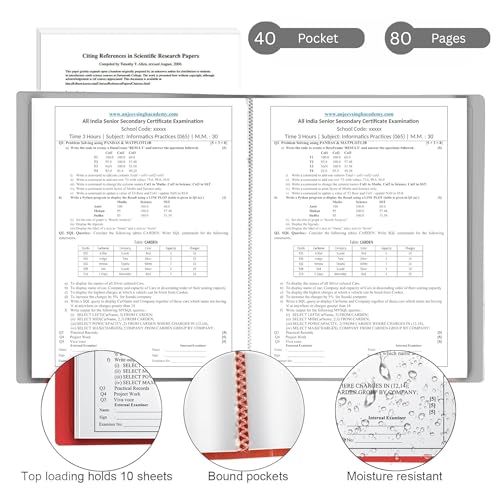 Image of TULMAN 40 Pockets Bound A4 Size Presentation Display Book Portfolio File Binders with Plastic Clear Sleeves Document Organizer for Music Sheets Artwork Drawing for School - (Color May Vary) - 4 Pack