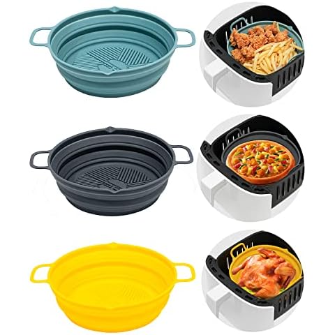 Air Fryer Silicone Pot - Easy Cleaning Air Fryer Oven Accessories - Foldable & Reusable Air Fryer Silicone Liner - No Need to Clean the Air Fryer, For 3 to 5 QT Cover