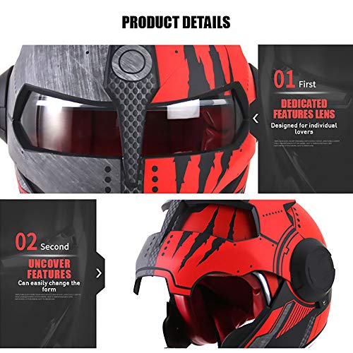 Iron Man Motorcycle Full Face Helmet Motorbike Moped Crash Helmet Lightweight 2.86Lb For Adult Men Youth D.o.t Certified (Bright Black, Medium) #TOP4