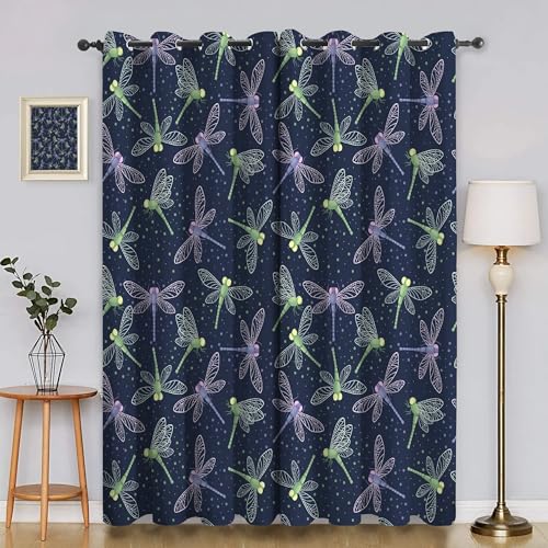 Genérico Cortinas Salon LibéLula Cortina Ventana Lugar Cortinas Termicas Aislantes Frio y Calor con Ojales Cortina Opaca Infantil 2 Piezas x 140 x 260cm(An x Al) R1715