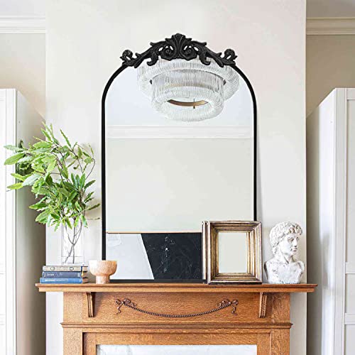 Paihome 24X36 Inch Black Wall Decor Mirror, Gothic Baroque Antique Mirror For Wall Metal Frame Decoative Arch Wall Mounted Home Hangs Farmhouse Mirrors,Hanging Or Leaning #TOP2