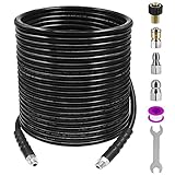 AgiiMan Sewer Jetter Kit for Pressure Washer - 1/4 Inch 100 ft Drain Cleaner Hose Nozzles...