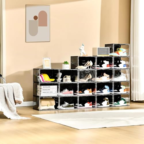 Image of Amllas New 8 Pack Shoe Boxes Stackable, Large Shoe Storage Organizer with Lids,Drop Side Shoe Containers for Entryway,Sneaker Storage Fit up to US Size 13 for Men /Women(13''x 10.6 inchx 8.3 inch)