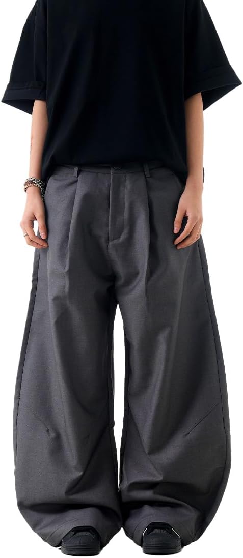 AIFARLD Mens Baggy Dress Pants Business Casual Wide Leg Zipper Fly Pleated Loose Banana Suit Trousers with Pocket - Image 7