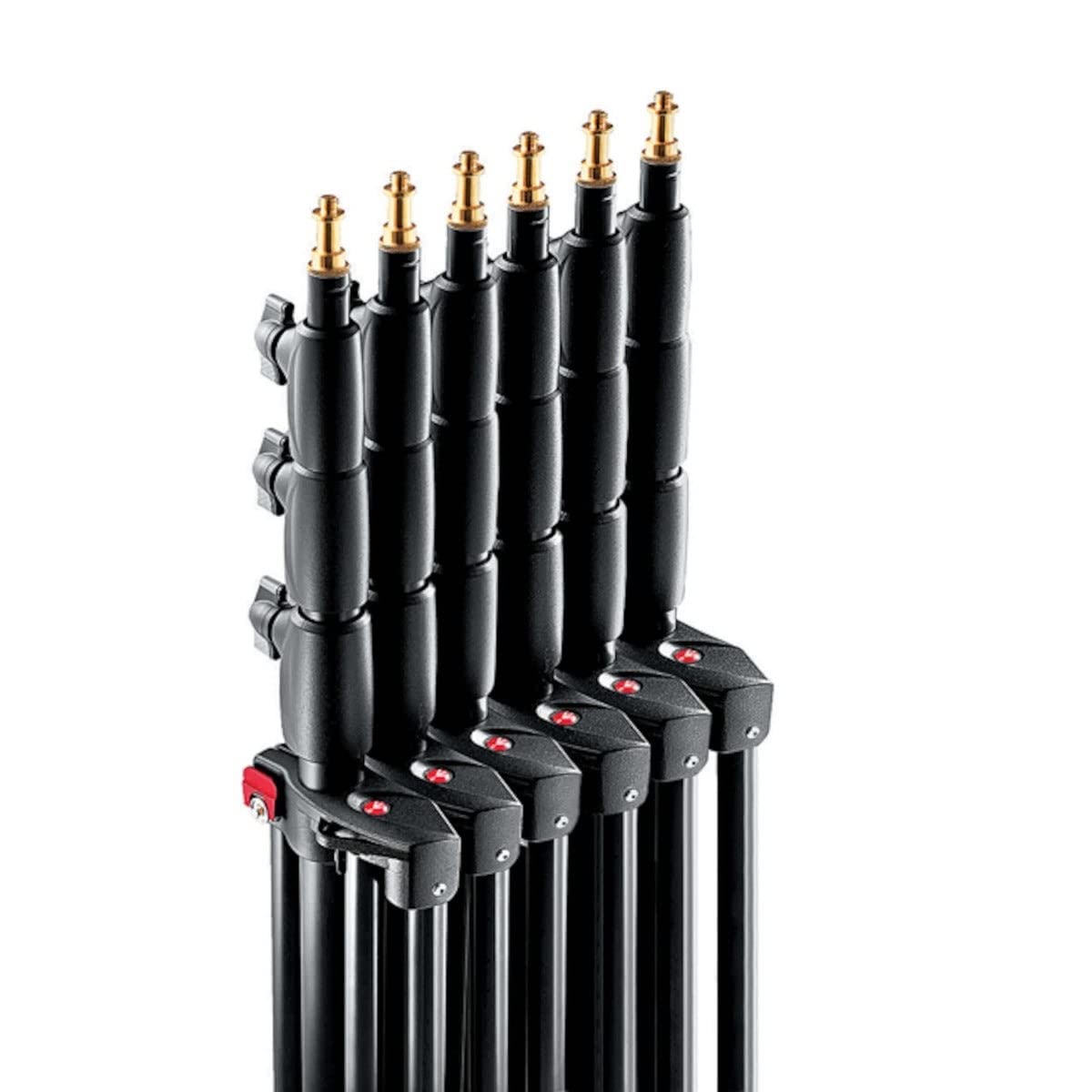 Manfrotto 1004BAC-3 Kit 3 Stativi, Serie Babylight, Massima Altezza 366 cm per Luci, 4 Sezioni, in Alluminio, Nero