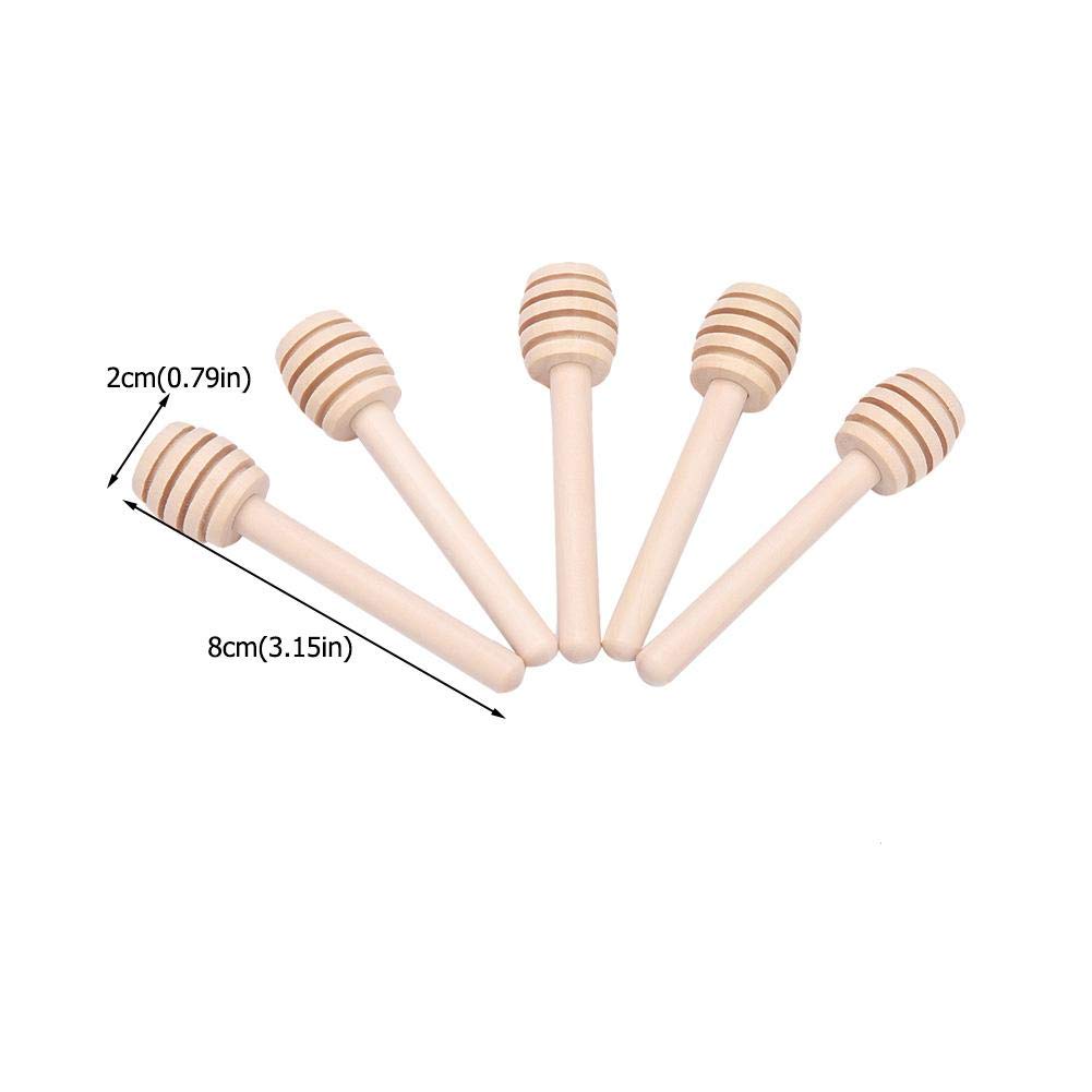 TOPINCN Wooden Jam Honey Dippers Stick Syrup Spoon Dip Drizzler Bee Marmalade Server Stir Stick Stirring Rod Kitchen Gadgets 24Pcs(8cm)